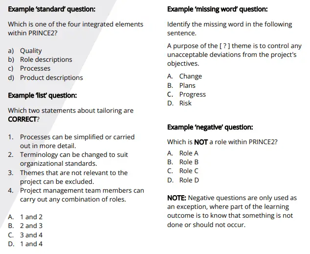 PRINCE2 Foundation Exam Questions