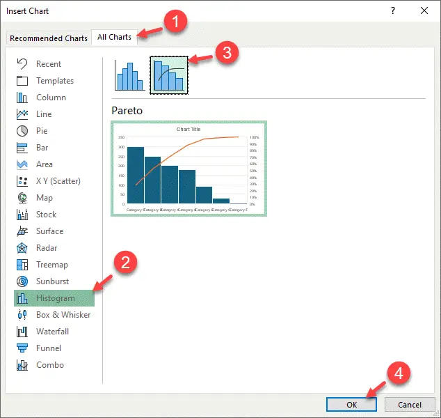 Create Pareto Chart in Excel