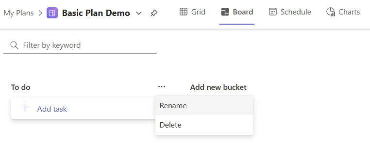 Microsoft Planner - Basic Plan Demo Board